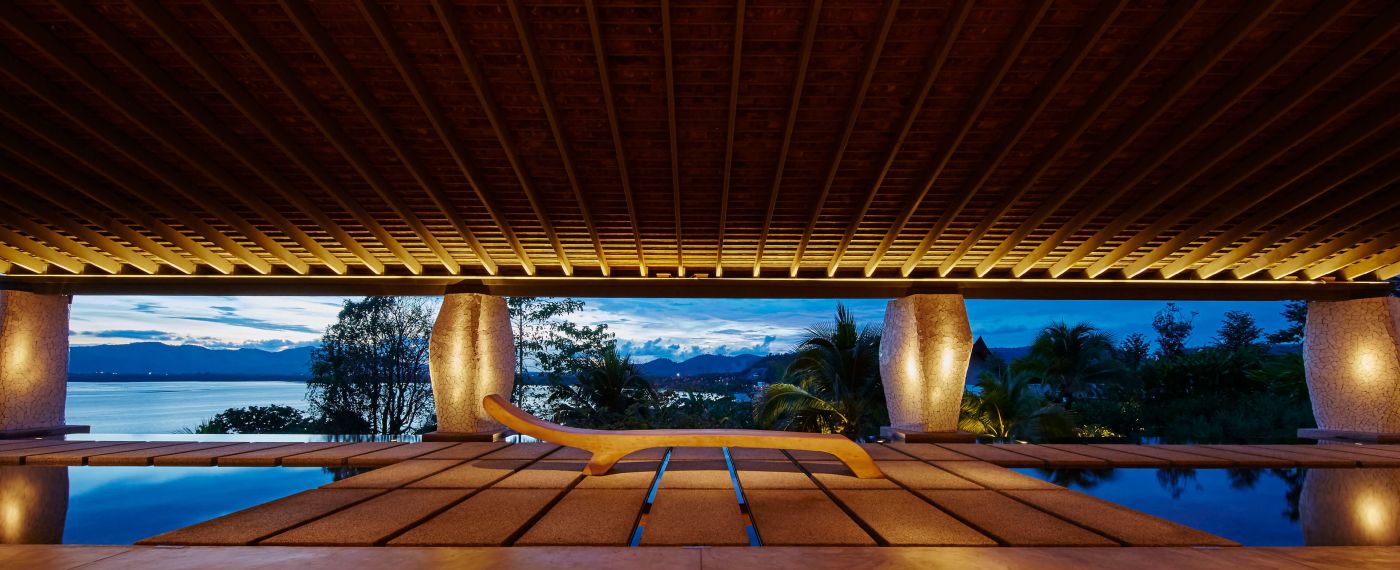 A Pool With A Wood Floor