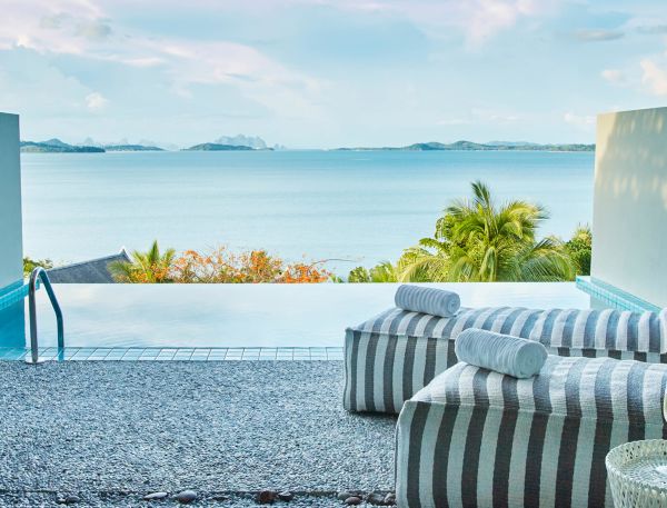 Private pool with outdoor sundeck and sun loungers