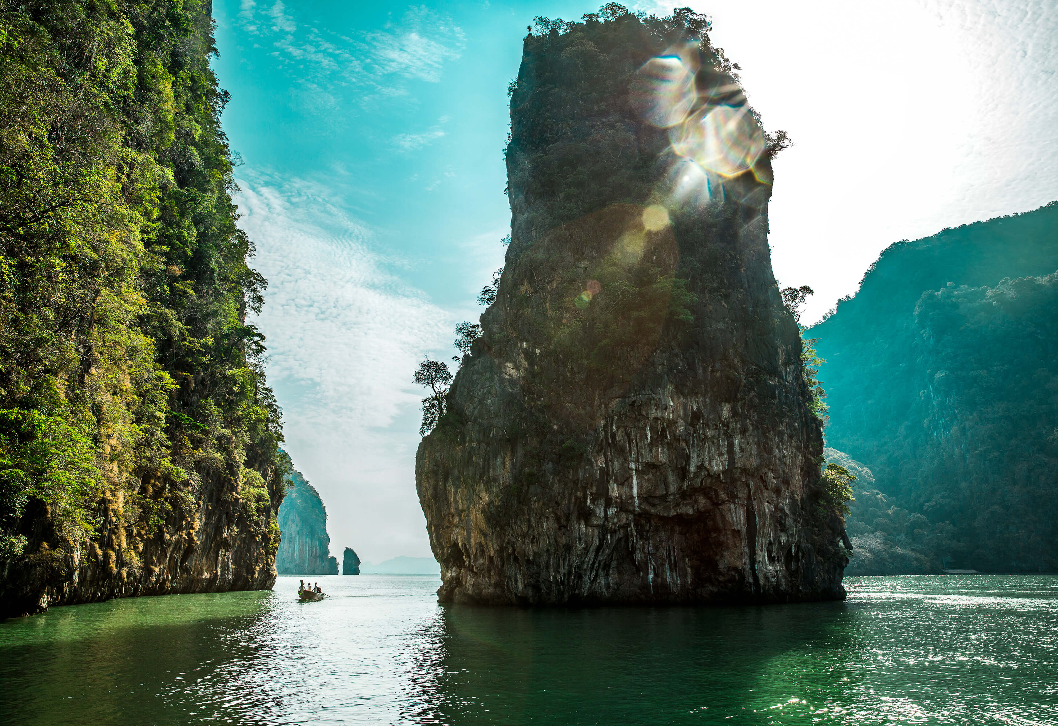 A Large Rock Formation In The Water