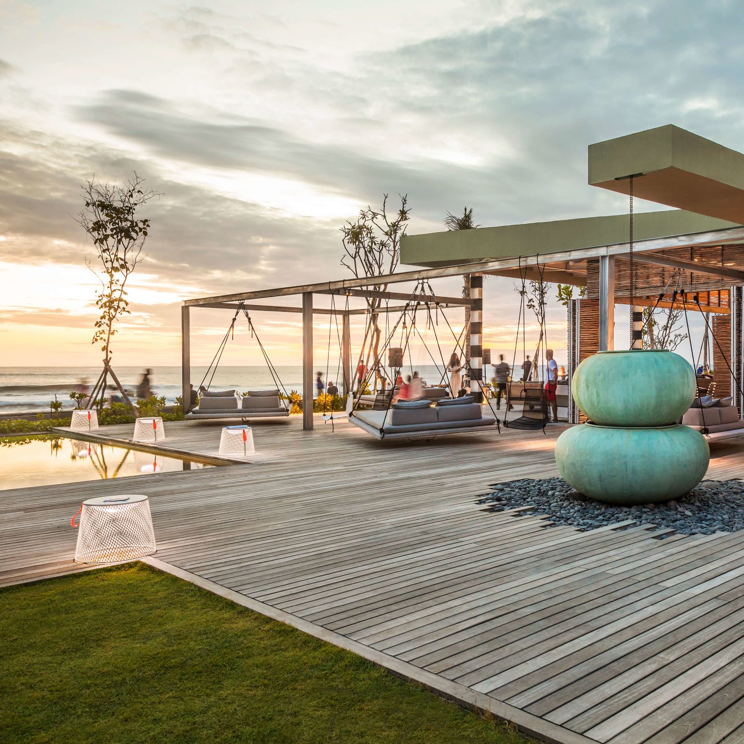 A Water Park With A Boat