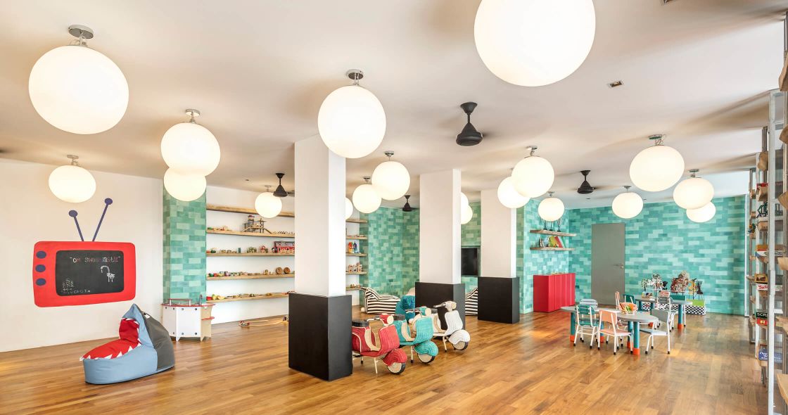 A Room With A Large Group Of White Lights