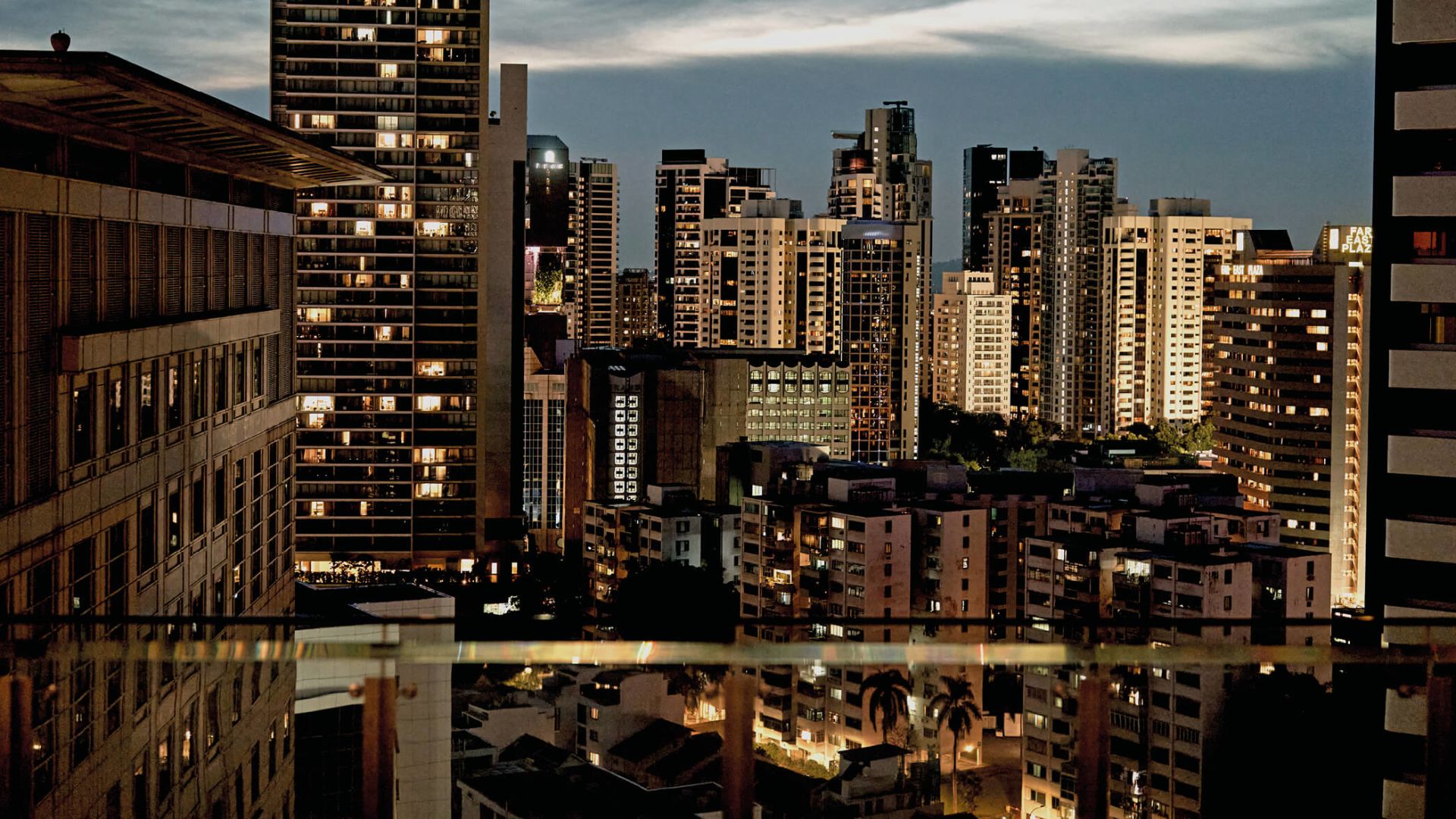 A City Skyline At Night